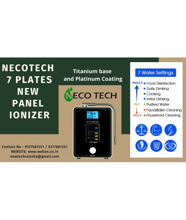 NECO TECH Platinum Coated Titanium 7 Plates New Panel Alkaline Water Ionizer System